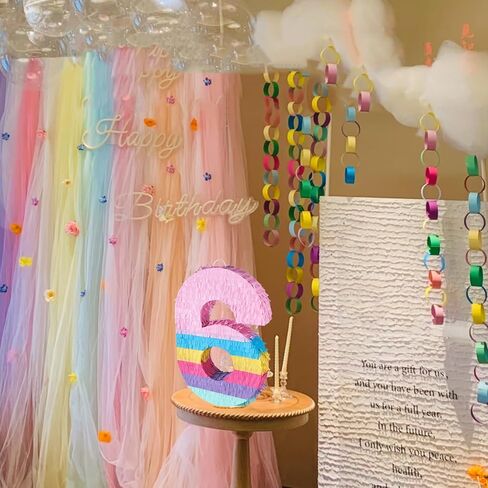 PCFING 20 Inch Number 6 Piñata Rainbow Candy Color with 30 Inch Piñata Stick Blindfold Confetti for Boy Girl Kids Birthday Party Decorations, Anniversary Celebration, Fiesta in Kuwait