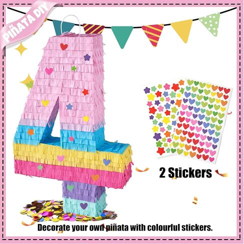 PCFING 20 Inch Number 6 Piñata Rainbow Candy Color with 30 Inch Piñata Stick Blindfold Confetti for Boy Girl Kids Birthday Party Decorations, Anniversary Celebration, Fiesta in Kuwait