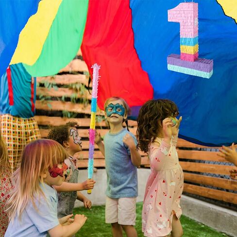 PCFING 20 بوصة رقم 6 Piñata Rainbow Candy Color مع 30 بوصة Piñata عصا عصا عصبت لطفلة الصبي زخارف حفلة عيد ميلاد ، احتفال الذكرى ، العيد in Kuwait
