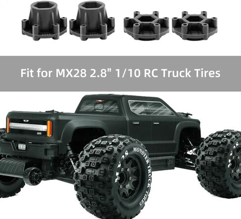 GLOBACT 14mm Hex Adapter Replaceable Hex for ARRMA Big Rock Granite SENTON VORTEKS 3S TRAXXAS Slash Stampede MX28 Tires 2.8" 1/10 RC Truck Tires and Wheels Replacement Parts (Black) in Saudi Arabia