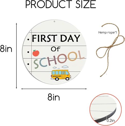 My School First and Last Day of School Board - Double Sided Wooden Sign for Preschool, Kindergarten, Elementary, My First Day & Last Day Board, Reusable 8x8 Wood Chalkboard (Equipped with Twine) in Saudi Arabia