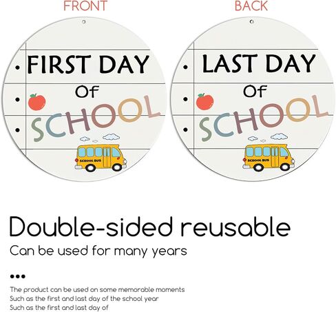 My School First and Last Day of School Board - Double Sided Wooden Sign for Preschool, Kindergarten, Elementary, My First Day & Last Day Board, Reusable 8x8 Wood Chalkboard (Equipped with Twine) in Saudi Arabia