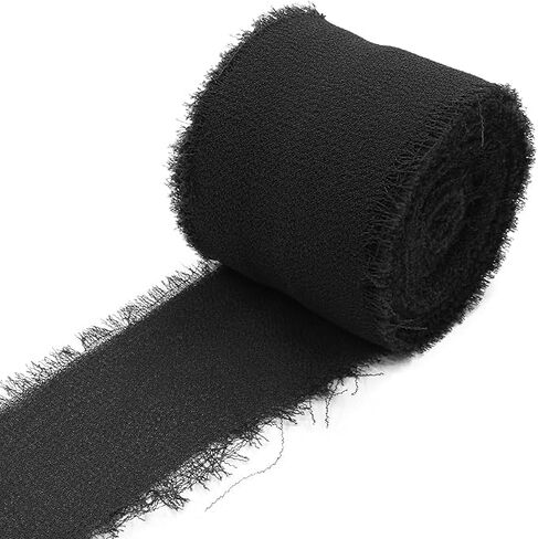 Black Handmade Silk Chiffon Ribbon - for Gift Wrapping, Wedding Invitations and Flower Bouquets - DIY Craft for Home Decor and More - 5 Yards (1.5 inch Wide) in Saudi Arabia