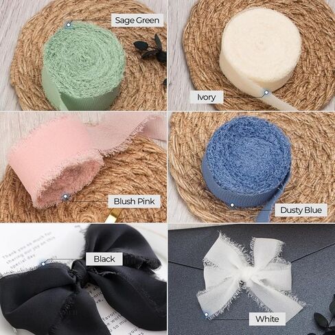 Black Handmade Silk Chiffon Ribbon - for Gift Wrapping, Wedding Invitations and Flower Bouquets - DIY Craft for Home Decor and More - 5 Yards (1.5 inch Wide) in Saudi Arabia