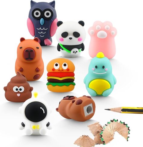 8 PCS Cute Pencil Sharpener for Kids, Fun Cartoon Handheld Little Pencil Sharpeners, Small Kawaii Party Favors Stationary Lovely Gifts for School Office Supplies (Style 1) in Saudi Arabia
