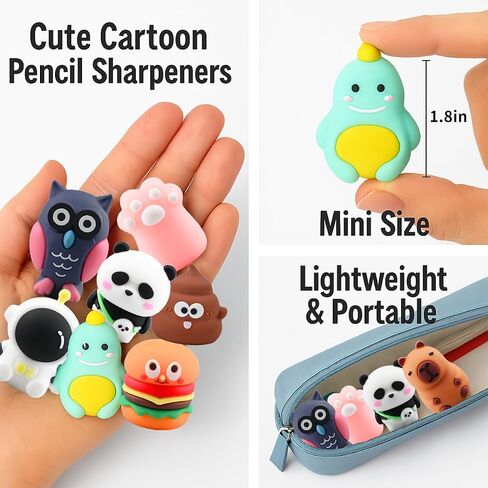 8 PCS Cute Pencil Sharpener for Kids, Fun Cartoon Handheld Little Pencil Sharpeners, Small Kawaii Party Favors Stationary Lovely Gifts for School Office Supplies (Style 1) in Saudi Arabia