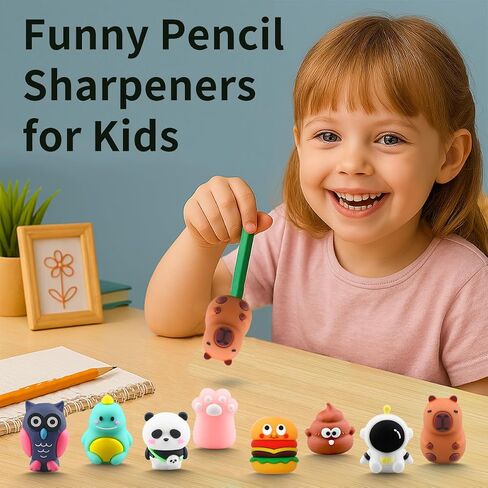 8 PCS Cute Pencil Sharpener for Kids, Fun Cartoon Handheld Little Pencil Sharpeners, Small Kawaii Party Favors Stationary Lovely Gifts for School Office Supplies (Style 1) in Saudi Arabia