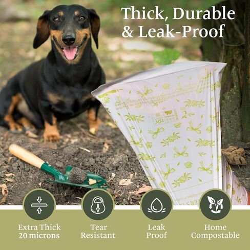 Gardener’s Daughter Poop Bags – 120 Count | Elegant White with Green Ribbon Print | Leak-Proof, Earth-Friendly Waste Bags for Dogs, Cats| Fits Standard Dispensers in Saudi Arabia