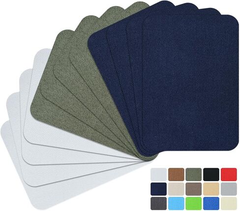 12Pcs Fabric Repair Patches, Iron-on Patches Inside & Outside for Jeans Clothing, Premium Quality Patches with Strongest Glue, Size 3" by 4-1/4" (7.5 cm x 10.5 cm) Mix Colors 6 in Kuwait