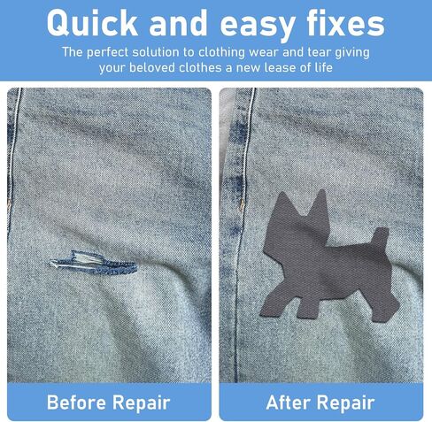 12Pcs Fabric Repair Patches, Iron-on Patches Inside & Outside for Jeans Clothing, Premium Quality Patches with Strongest Glue, Size 3" by 4-1/4" (7.5 cm x 10.5 cm) Mix Colors 6 in Kuwait