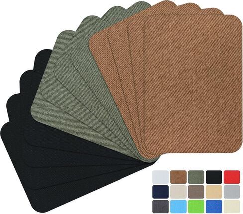 12Pcs Fabric Repair Patches, Iron-on Patches Inside & Outside for Jeans Clothing, Premium Quality Patches with Strongest Glue, Size 3" by 4-1/4" (7.5 cm x 10.5 cm) Mix Colors 6 in Kuwait
