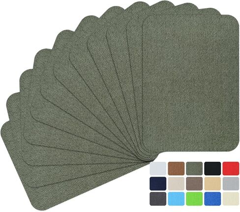 12Pcs Fabric Repair Patches, Iron-on Patches Inside & Outside for Jeans Clothing, Premium Quality Patches with Strongest Glue, Size 3" by 4-1/4" (7.5 cm x 10.5 cm) Mix Colors 6 in Kuwait