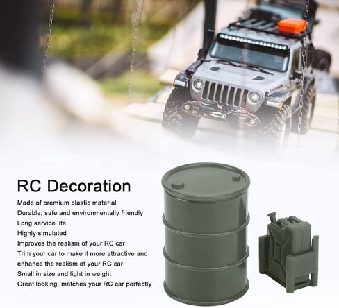 RC Car Simulated Fuel Tank, 2pcs RC Simulation Decoration Lightweight Mini Oil Drum Fuel Tank for 1/24 Crawler Car Decoration Accessory (Dark Green) in Saudi Arabia