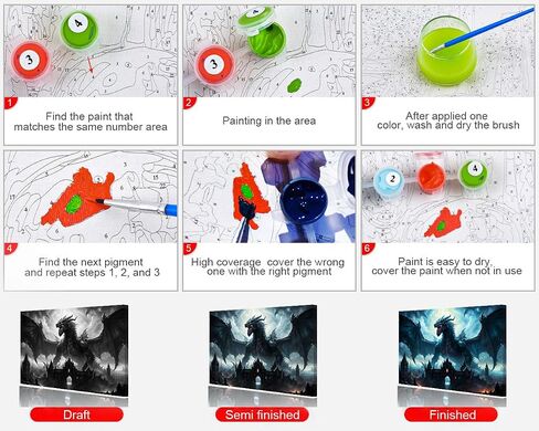 TUMOVO Paint by Number for Adults, Dragon Oil Painting for Adult, Fantasy Wild Animals Adults' Paint-by-Numbers Kits, DIY Painting by Numbers Arts Craft for Home Wall Decor, 16 X20 Inch in Saudi Arabia