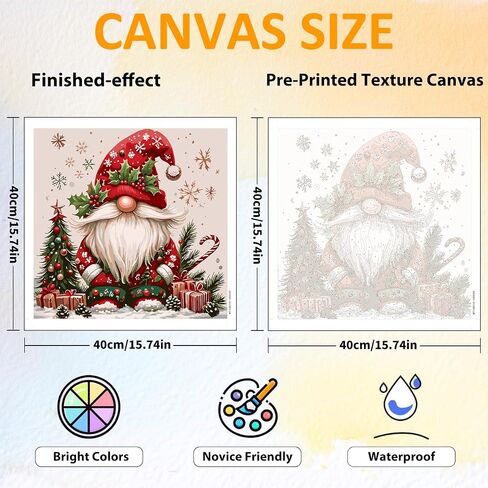 CrzMode Christmas Paint by Numbers Att for البالغين ، طلاء جنوم بأرقام للبالغين ، وحرف الرسم الأكريليك لهدية ديكور المنزل (16 × 16 بوصة) in Saudi Arabia