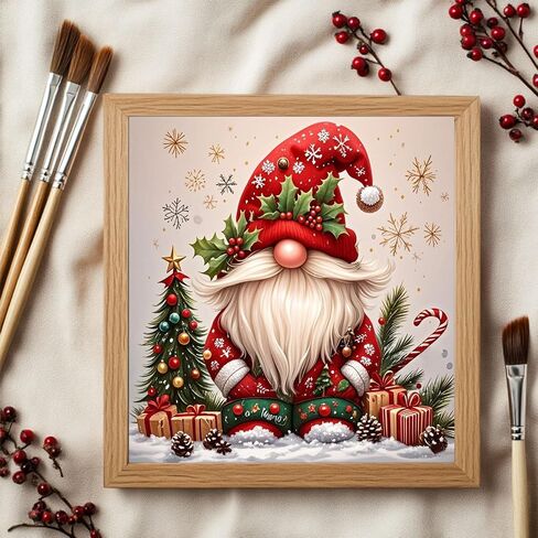 CrzMode Christmas Paint by Numbers Att for البالغين ، طلاء جنوم بأرقام للبالغين ، وحرف الرسم الأكريليك لهدية ديكور المنزل (16 × 16 بوصة) in Saudi Arabia