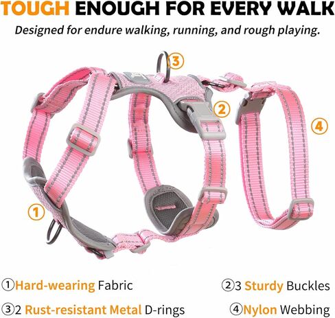 Escape Proof Dog Sharness-لا سحب ، لا زلة ، عاكسة تمامًا ، قابلة للتعديل من 7 نقاط للكلاب الصغيرة والمتوسطة والكبيرة-خفيفة الوزن للتدريب في الهواء الطلق والمشي لمسافات طويلة (Teal ، M) in Kuwait