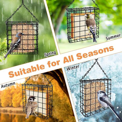 Pinvnby 3 PCS Suet Bird Feeder Metal Black Tuet Leachers for Outsiding Hanging Bild Bird Teeder مع سعة كعكة شحم سلسلة خطاف لبطولة ساحة الحديقة in Saudi Arabia