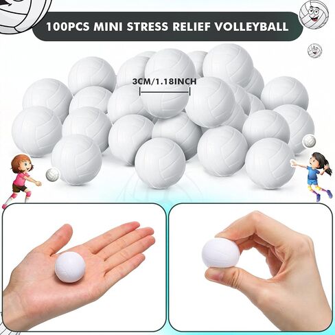 Jerify 100 PCS كرات الإجهاد للكرة الطائرة الصغيرة ، وألعاب الكرة الرياضية الرغوية 1.18 بوصة ، وهدايا الكرة الطائرة تفضل الزخارف لصالح لعبة الإجهاد. in Saudi Arabia