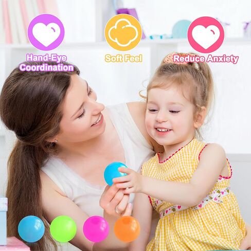 4 Pcs Glowing Sticky Balls, Squishy Stress Ball, Stress Relieving Glow in The Dark Toys Stick to The Wall, Squeeze Toys for Adults Kids for Birthday Gift, Party Favors & Prizes in Saudi Arabia