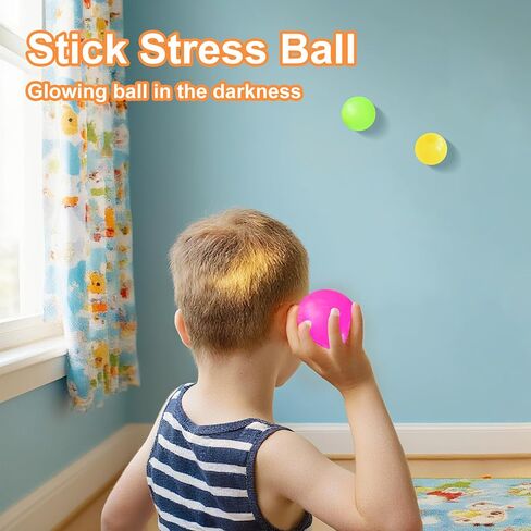 4 Pcs Glowing Sticky Balls, Squishy Stress Ball, Stress Relieving Glow in The Dark Toys Stick to The Wall, Squeeze Toys for Adults Kids for Birthday Gift, Party Favors & Prizes in Saudi Arabia