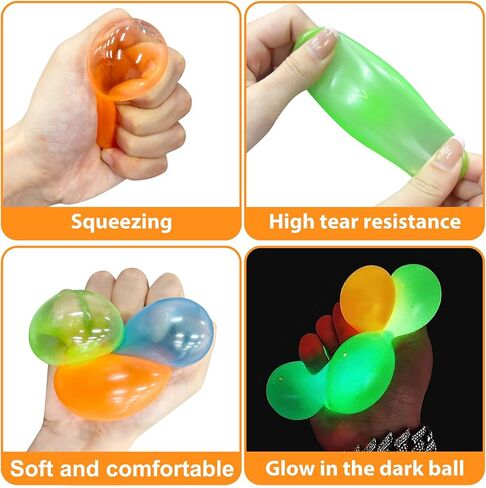 4 Pcs Glowing Sticky Balls, Squishy Stress Ball, Stress Relieving Glow in The Dark Toys Stick to The Wall, Squeeze Toys for Adults Kids for Birthday Gift, Party Favors & Prizes in Saudi Arabia
