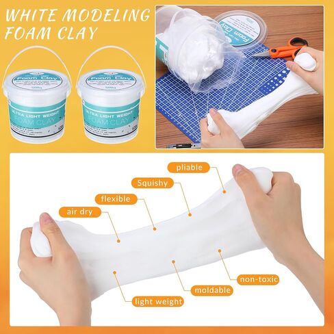 Qilery 4 Pack Foam Clay Cosplay Moldable 500g Air Dry Foam Clay Craft EVA Foams Clays Lightweight Sculpting Foams for Kids Adult Arts Crafts Costumes Sanding Cosplay Items(White) in Saudi Arabia
