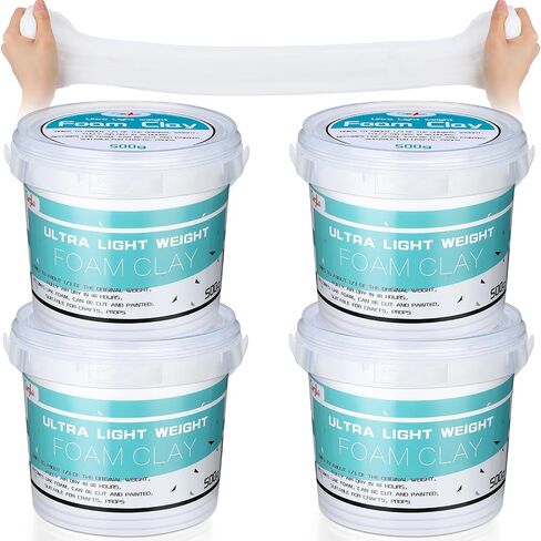 Qilery 4 Pack Foam Clay Cosplay Moldable 500g Air Dry Foam Clay Craft EVA Foams Clays Lightweight Sculpting Foams for Kids Adult Arts Crafts Costumes Sanding Cosplay Items(White) in Saudi Arabia