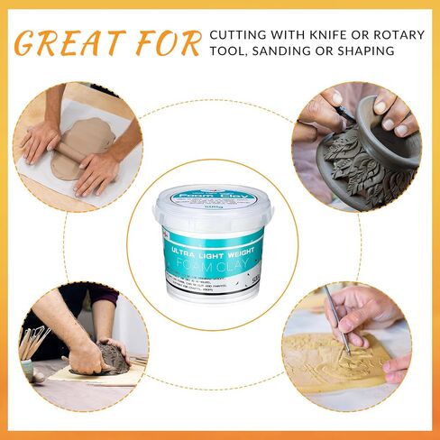 Qilery 4 Pack Foam Clay Cosplay Moldable 500g Air Dry Foam Clay Craft EVA Foams Clays Lightweight Sculpting Foams for Kids Adult Arts Crafts Costumes Sanding Cosplay Items(White) in Saudi Arabia