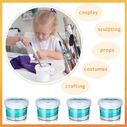Qilery 4 Pack Foam Clay Cosplay Moldable 500g Air Dry Foam Clay Craft EVA Foams Clays Lightweight Sculpting Foams for Kids Adult Arts Crafts Costumes Sanding Cosplay Items(White) in Saudi Arabia