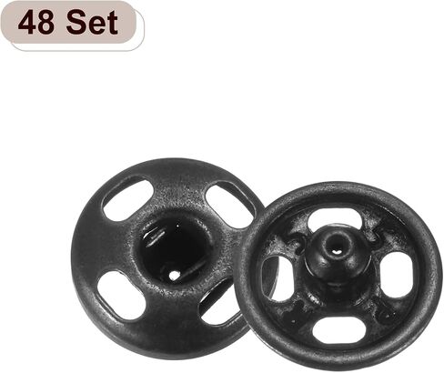 Harfington 48 مجموعة أزرار Sew-on Snap 7mm أزرار سحمة Snap Metal Snap Clasps مضغوط الثبات لإغلاق محفظة اليد حقيبة يدوية الخياطة ، الأسود in Saudi Arabia