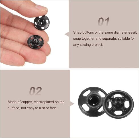 Harfington 48 مجموعة أزرار Sew-on Snap 7mm أزرار سحمة Snap Metal Snap Clasps مضغوط الثبات لإغلاق محفظة اليد حقيبة يدوية الخياطة ، الأسود in Saudi Arabia