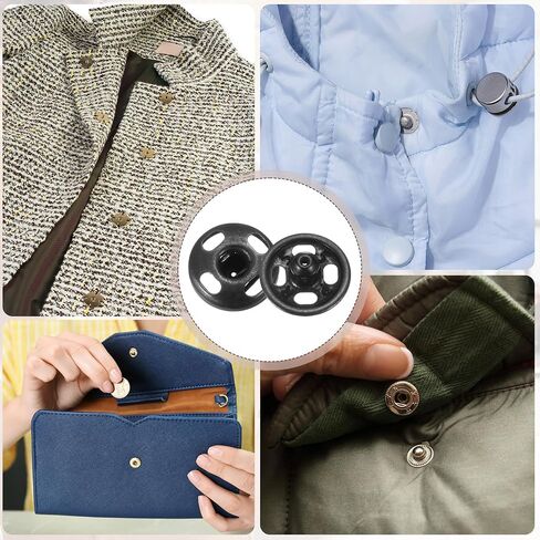 Harfington 48 مجموعة أزرار Sew-on Snap 7mm أزرار سحمة Snap Metal Snap Clasps مضغوط الثبات لإغلاق محفظة اليد حقيبة يدوية الخياطة ، الأسود in Saudi Arabia