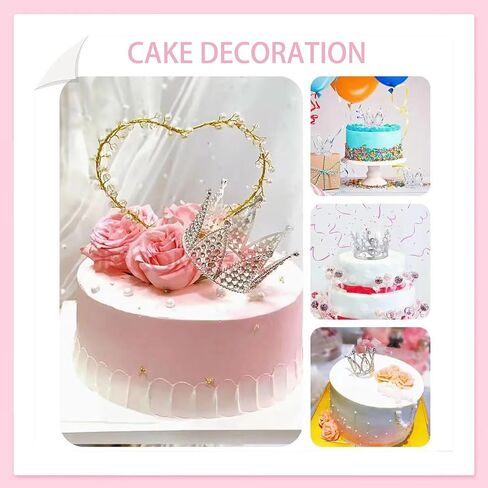 Flower Bouquet Accessories Including 4Pcs Crown Cake Topper Mini Tiara,12 Butterfly Decorations and 50Pcs Bouquet Pins for Birthday Wedding in Saudi Arabia