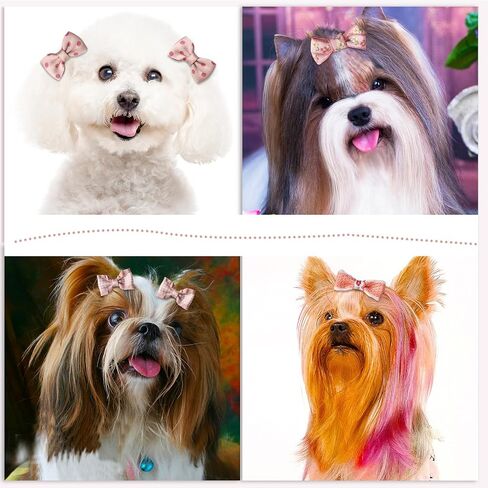 20 Pcs Small Dog Hair Bows with Rubber Bands,Cute Puppy Dog Small Bowknot Hair Bows,Mix Handmade Pet Grooming Flower Ball Bows for Small Dogs -Hair Accessories & Costume Decor (Pink) in Saudi Arabia