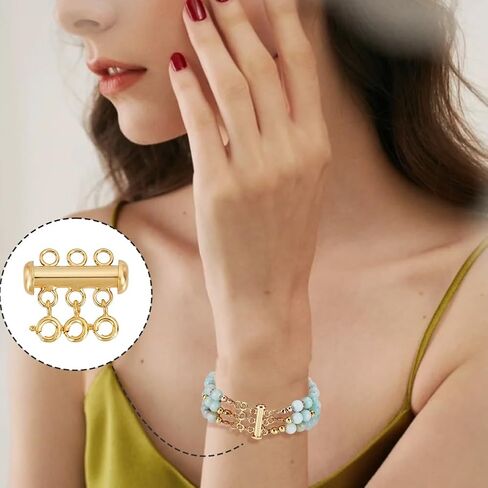 ADHANDMaker 925 Sterling Silver Silver Neterlace Lock Clasp ، 3-Strand Multi Netlace Clasp ، سلسلة حبات فاصل الطبقات لمشابك المجوهرات سوار سوار موسع ، بلاتينيوم ، بلاتينيوم in Kuwait