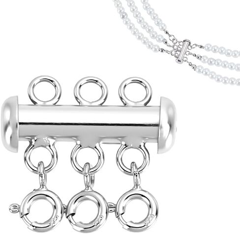 ADHANDMaker 925 Sterling Silver Silver Neterlace Lock Clasp ، 3-Strand Multi Netlace Clasp ، سلسلة حبات فاصل الطبقات لمشابك المجوهرات سوار سوار موسع ، بلاتينيوم ، بلاتينيوم in Kuwait
