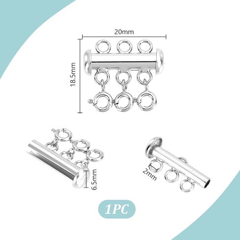ADHANDMaker 925 Sterling Silver Silver Neterlace Lock Clasp ، 3-Strand Multi Netlace Clasp ، سلسلة حبات فاصل الطبقات لمشابك المجوهرات سوار سوار موسع ، بلاتينيوم ، بلاتينيوم in Kuwait