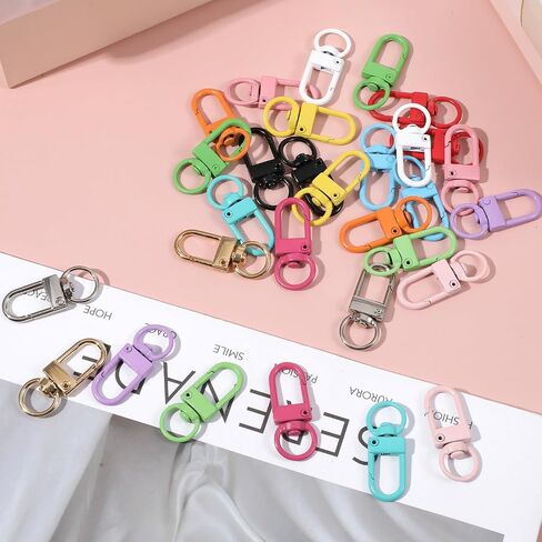 30pcs مشابك صغيرة لوبستر جراد البحر ، 32 مم ملونة سلسلة مفاتيح دوارة دوار مع السنانير Mini Buckle لعلامة الكلب مقطع كيس سحر كيس صنع سحر ، in Saudi Arabia