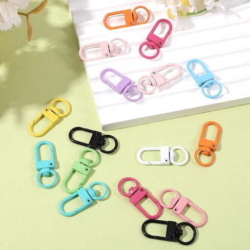 30pcs مشابك صغيرة لوبستر جراد البحر ، 32 مم ملونة سلسلة مفاتيح دوارة دوار مع السنانير Mini Buckle لعلامة الكلب مقطع كيس سحر كيس صنع سحر ، in Saudi Arabia