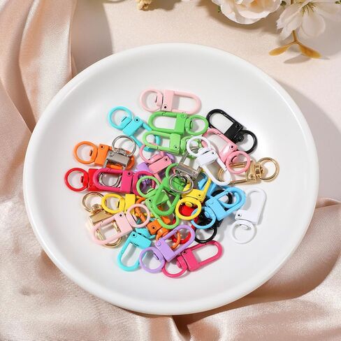 30pcs مشابك صغيرة لوبستر جراد البحر ، 32 مم ملونة سلسلة مفاتيح دوارة دوار مع السنانير Mini Buckle لعلامة الكلب مقطع كيس سحر كيس صنع سحر ، in Saudi Arabia