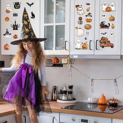 Whaline 12 Sheets Halloween Rub on Transfer for Crafts Pumpkin Ghost Black Cat Rub on Transfer Stickers Vintage Furniture Decals for DIY Crafts, 5.5 x 5.5 Inch in Saudi Arabia