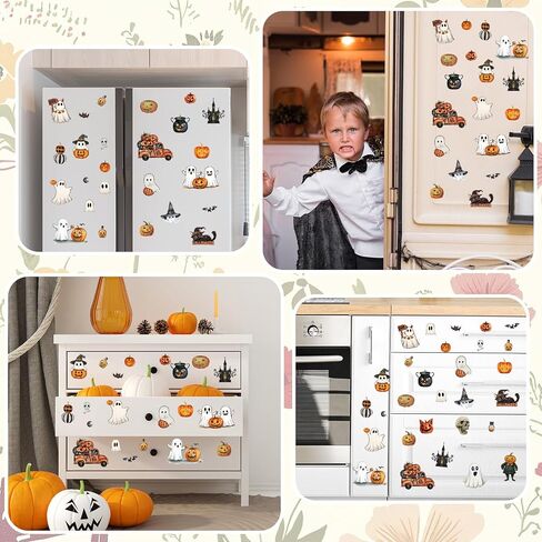 Whaline 12 Sheets Halloween Rub on Transfer for Crafts Pumpkin Ghost Black Cat Rub on Transfer Stickers Vintage Furniture Decals for DIY Crafts, 5.5 x 5.5 Inch in Saudi Arabia
