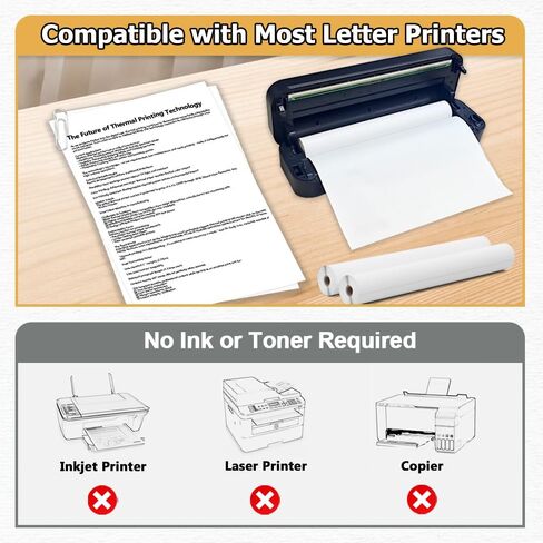 8 Rolls Thermal Paper 8.5’’ x 11’’ White for Thermal Printer, Rolls for A285M/ PD-A4/ M08F- Letter Portable Printers Wireless for Travel and Home Use as Office Paper in Saudi Arabia