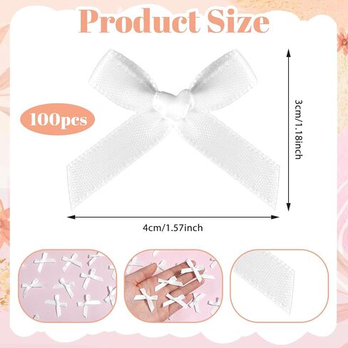 100 PCS Mini Dows ، أقواس صغيرة بيضاء للحرف اليدوية ، القوس ، القوس الصغير ، القوس الصغير لصياغة الهدايا الزخرفة ، زخرفة الملابس ، الحفلة ، الكعكة ، علاج الأكياس الديكور in Saudi Arabia