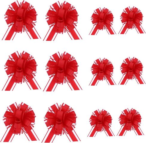 12 PCS سحب أقواس لالتفاف الهدايا ، أقواس زفاف حفلات لصناديق التغليف أو زينة الزهور ، زينة الهدايا （6 بوصات و 3 بوصات 6 قطع كل） in Kuwait