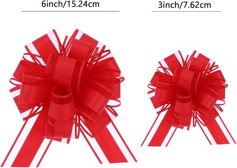 12 PCS سحب أقواس لالتفاف الهدايا ، أقواس زفاف حفلات لصناديق التغليف أو زينة الزهور ، زينة الهدايا （6 بوصات و 3 بوصات 6 قطع كل） in Kuwait