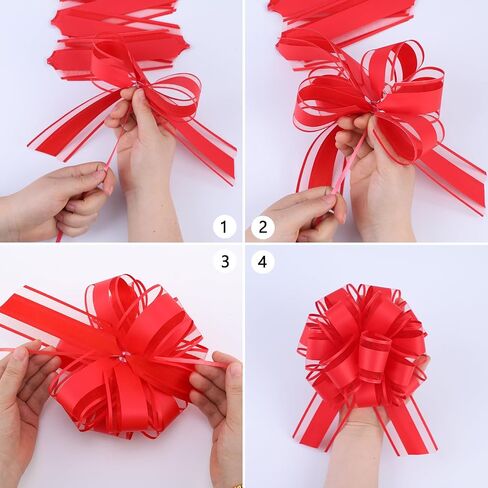 12 PCS سحب أقواس لالتفاف الهدايا ، أقواس زفاف حفلات لصناديق التغليف أو زينة الزهور ، زينة الهدايا （6 بوصات و 3 بوصات 6 قطع كل） in Kuwait