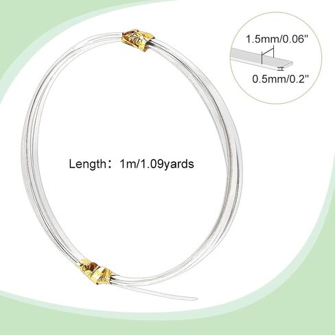 PH Pandahall 1.5x0.5mm سلك فضي مسترليني مسطح ، 3.2 قدم (1M) سلك المجوهرات الناعمة 24 الأسلاك الحرفية القابلة للانحناء معادن القسرة الأسلاك لأساور الأقراط DIY. in Saudi Arabia