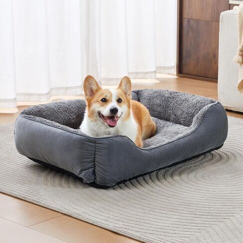 Dog Bed for Small Dogs Washable, Super Soft Durable Cat Bed, Warming Soft Calming Puppy Bed Pet Bed with Anti-Slip Bottom, Grey, 20 x 19 x 6inch in Saudi Arabia